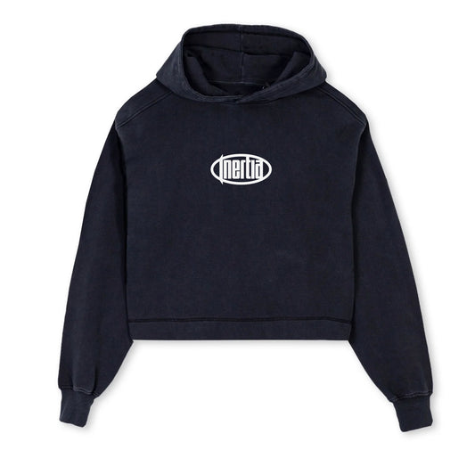Oversized Cropped Hoodie Faded Black