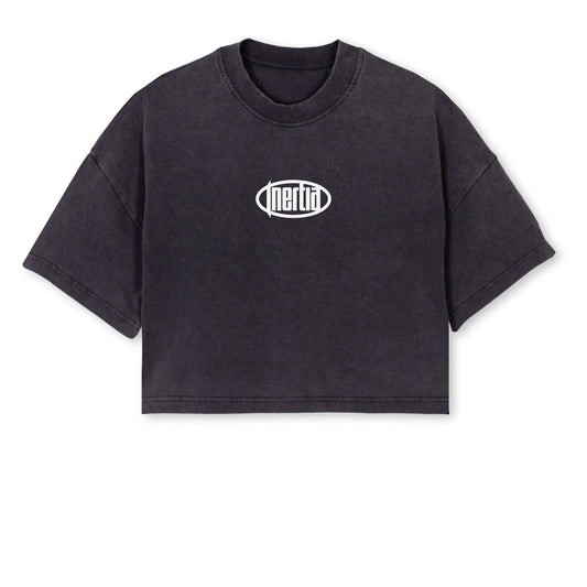 Oversized Cropped Top Faded Black